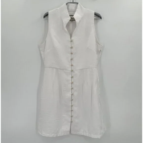 Tuckernuck | Dresses | Tuckernuck White Linen Leighton Mini Dress L Womens  Sleeveless Mandarin Collar | Poshmark